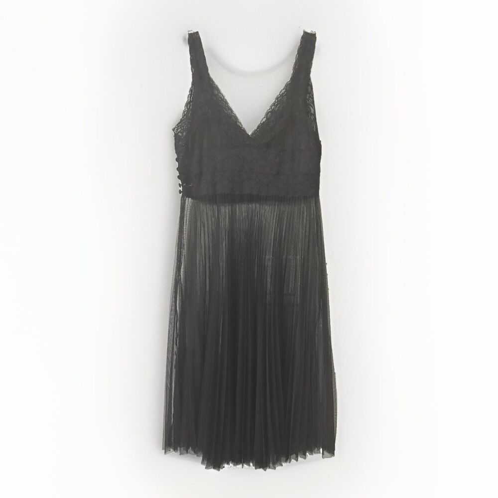 Sheer Black Lacy Sexy Babydoll Nighty Nightgown Lingerie Negligee - (M/L)